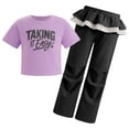 thumbnail image 1 of OBEEII Teen Girls 2 Piece Clothing Set Fashion Cotton Tee Fashion Layered Flounce Cargo Pants with Pockets Y2K Girls Summer Outfits, 1 of 10