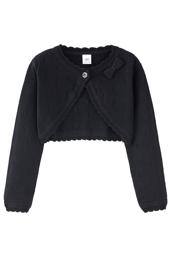 Toddle Girls Cardigan Bow Cropped Dress Up Long Sleeve Knitted Crochet Bolero Shrug Cake Smash Birthday Party Outfits