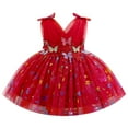 thumbnail image 1 of OBEEII Toddler Baby Girls Shiny Butterfly Tutu Dress Princess Birthday Party Outfits Pageant Flower Girl Wedding V-Backless Dresses, 1 of 9