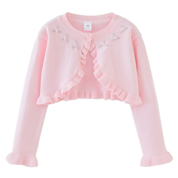 OBEEII Tops for Kids Girls Knitted Cardigan Long Sleeve Button Closure Bolero Shrug Warm Sweater Blouse Casual Daily Wear