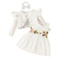 thumbnail image 1 of OBEEII Tulle Tutu Dress for Little Girls and Long Sleeve Cardigan Flowy Casual Outfits Birthday Party Kids Girl Clothing, White Size 3M-3T, 1 of 10