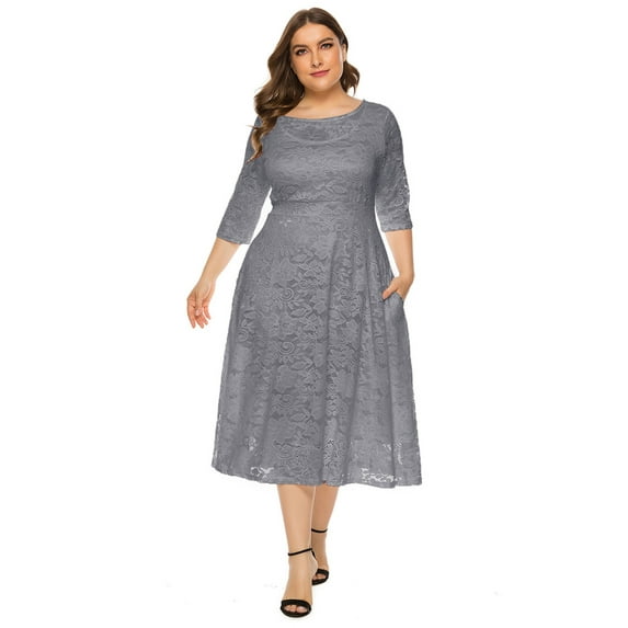 OBEEII Women Dresses Casual Outfits Elegant Chic Floral Lace Plus Size Dresses Party Dresses Formal Wedding Guest Dresses with Pockets