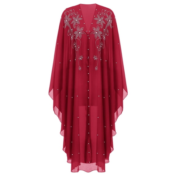 OBEEII Women Muslim Dresses Batwing Sleeve Hooded Dresses One Size Cover Up Dresses Fashion Kaftan Abayas Islamic Robe