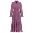 thumbnail image 1 of OBEEII Women Plus Size Dresses Spring Summer Maxi Dress Beach Boho Tie V Neck Long Sleeve Wedding Guest Dress, 1 of 3