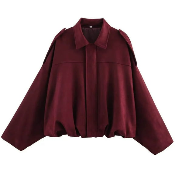 OBEEII Womens Jacket Faux Suede Bomber Jacket Casual Fall Winter Coats Fashion Long Sleeve Pilot Outwear