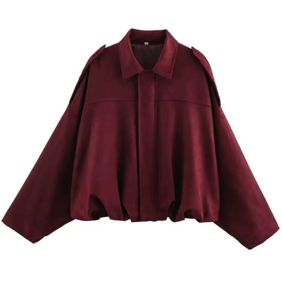 OBEEII Womens Jacket Faux Suede Bomber Jacket Casual Fall Winter Coats Fashion Long Sleeve Pilot Outwear