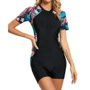 OBEEII Women Swimwear One-piece Swimsuits Chic Printed Modern Swimming Suits Tummy Control Slimming Bathing Suits Training Sport