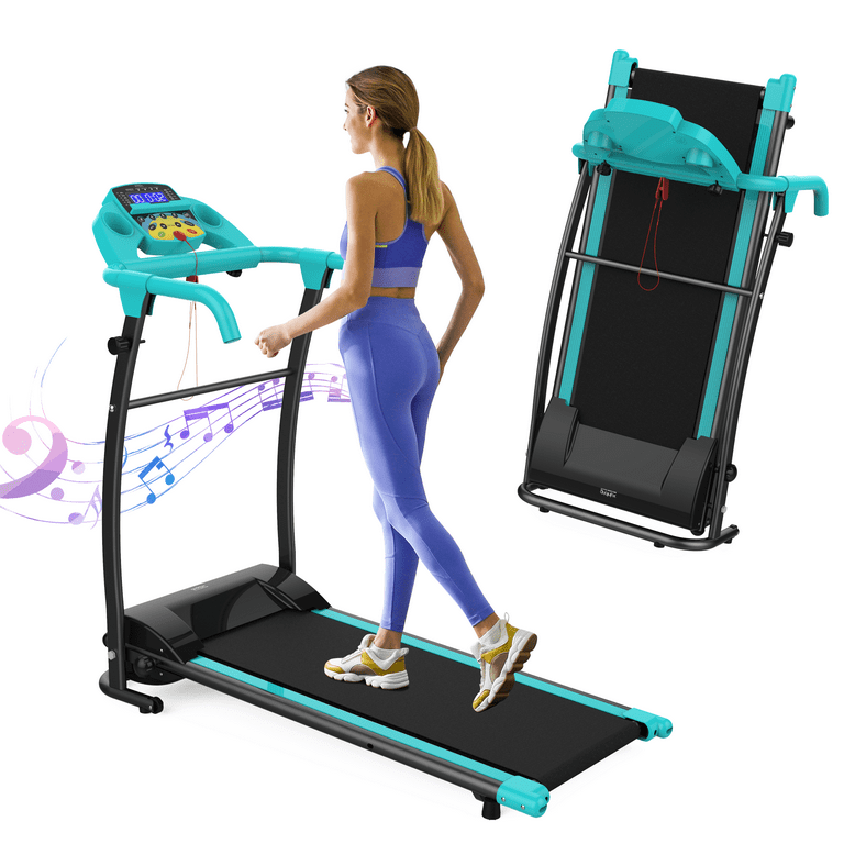 OBENSKY 1000W Slimline Electric Foldable Treadmill Portable Machine for Running and Jogging Blue Walmart