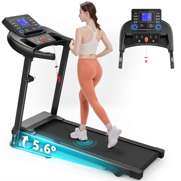 OBENSKY 2.5 HP Folding Treadmill with Incline for Home, Foldable Treadmill with 265 lbs