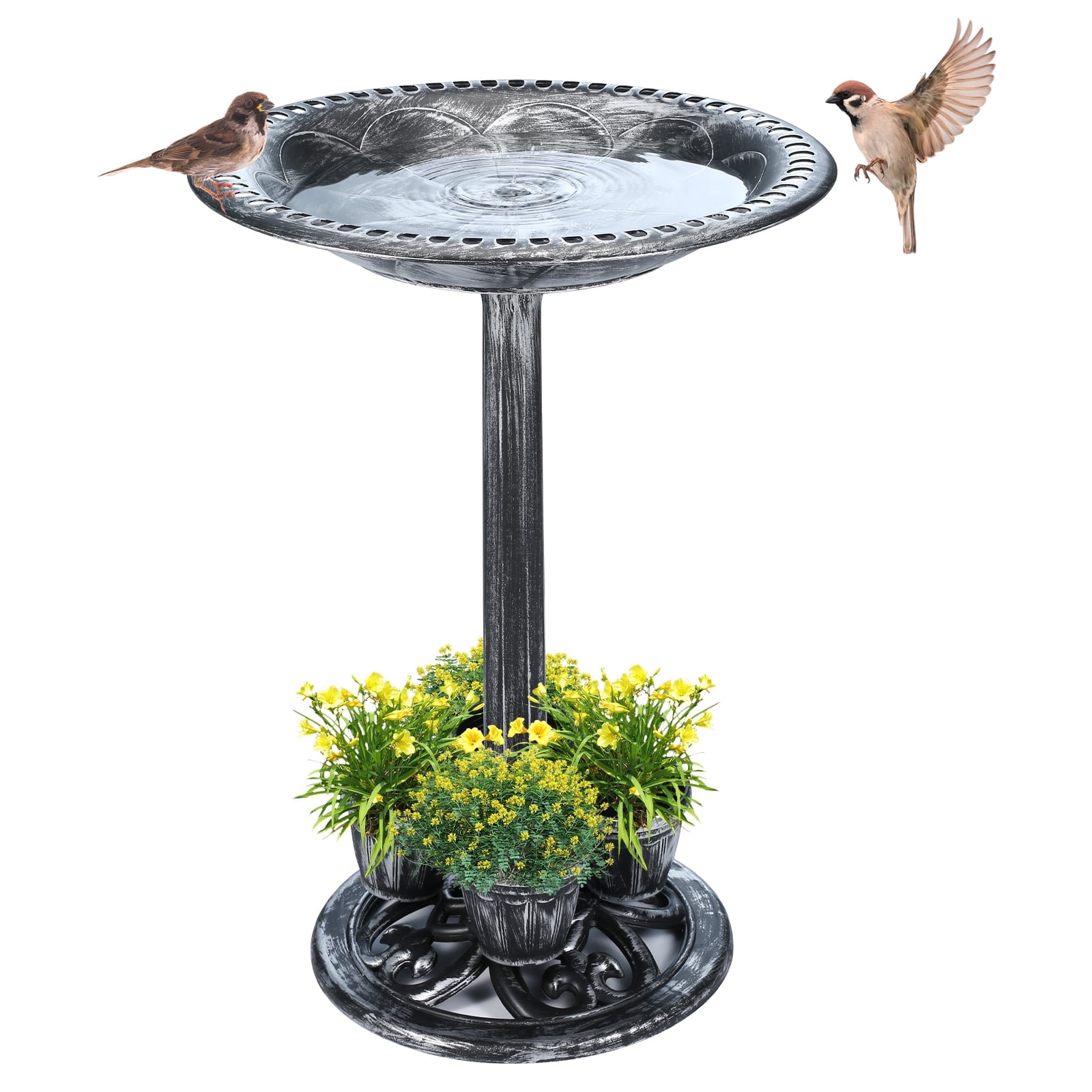 OBENSKY Bird Bath With 4 Planters 28