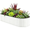 thumbnail image 1 of OBENSKY Galvanized Raised Garden Bed Outdoor 8x2x1.5ft Oval Metal Planter Box with 5 Support Bars for Vegetables, Flowers - White, 1 of 11