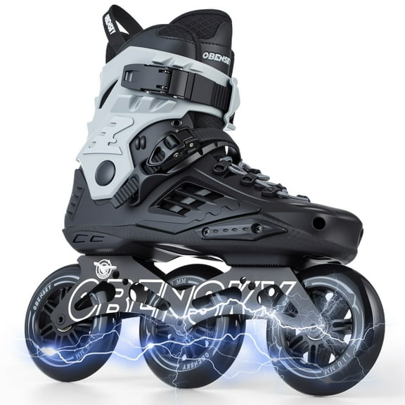 OBENSKY Adult Inline Speed Skates for Men & Women, 110mm Roller Blades Black&Gray