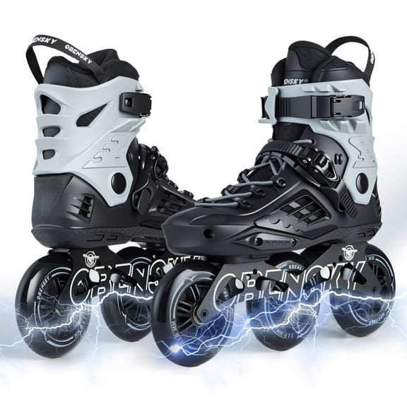 OBENSKY Adult Inline Speed Skates for Men & Women, 110mm Roller Blades Black&Gray