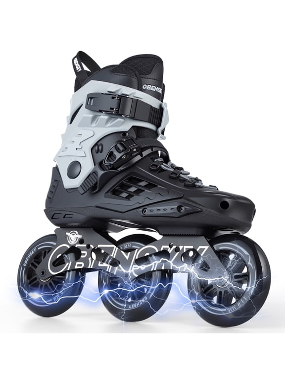 Adult Roller Blades for Men & Women, 110mm Inline Speed Skates Black & Gray
