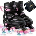 thumbnail image 1 of OBENSKY Roller Skates, 4 Size Adjustable for Girls & Boys w/ Light up Wheels-Blue/Pink, 1 of 10