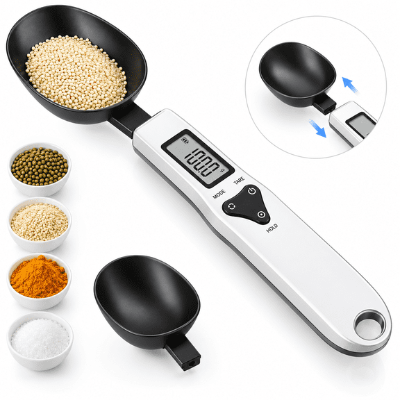 OBEST Digital Measuring Spoon Scale, 0.1g-500g Small Kitchen Food Scale with LCD, 4 Units g/oz/gn/ct, Baking Tool with 2 AAA Batteries