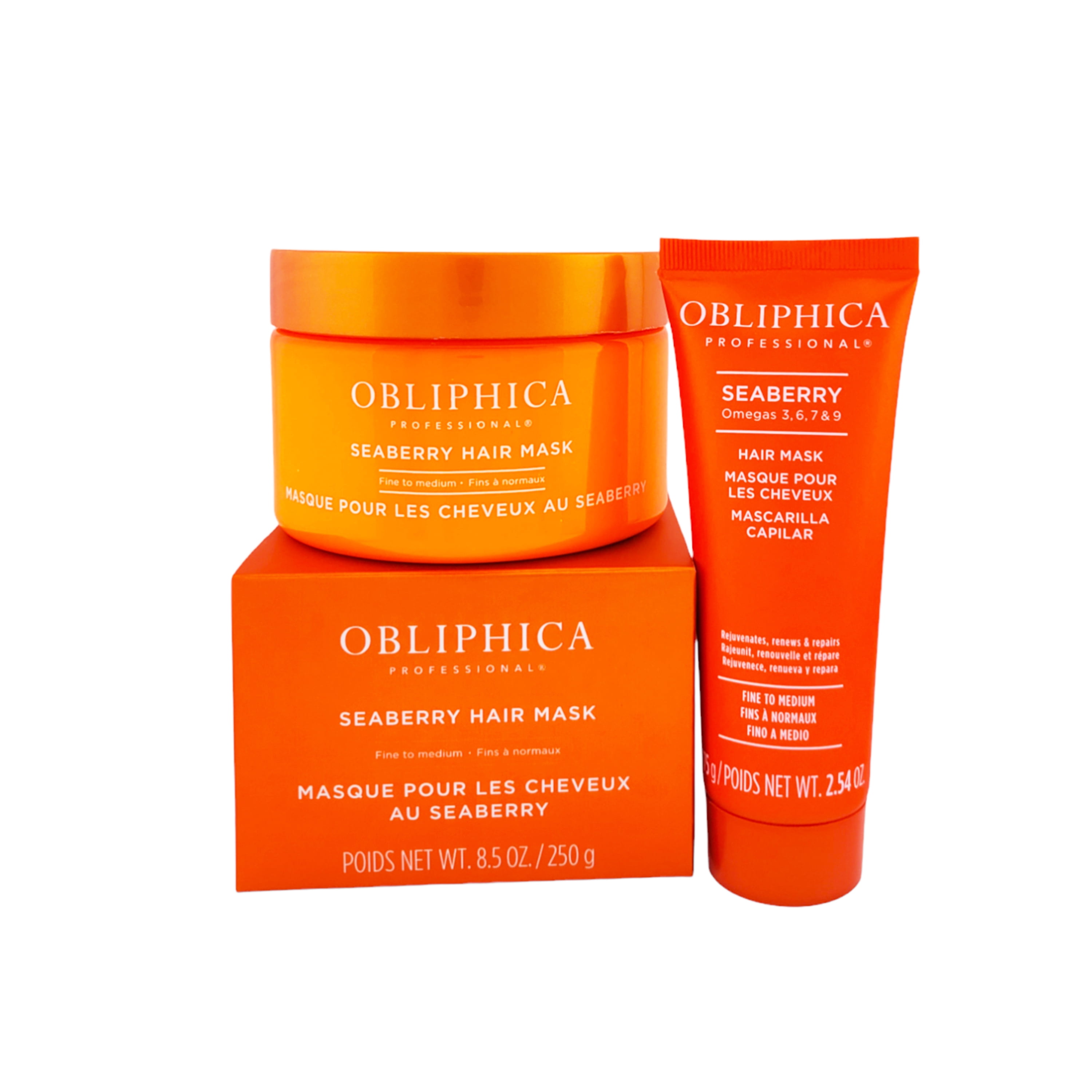 OBLIPHICA Seaberry Hair Mask 8.5oz.(WITH FREE) Travel Hair Mask 2.5oz