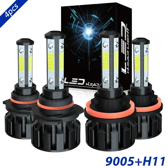 OBNDVU 9005/HB3 H9/H11 LED Headlight Bulbs Kit High Low Beam 6000K Cool White 4pcs