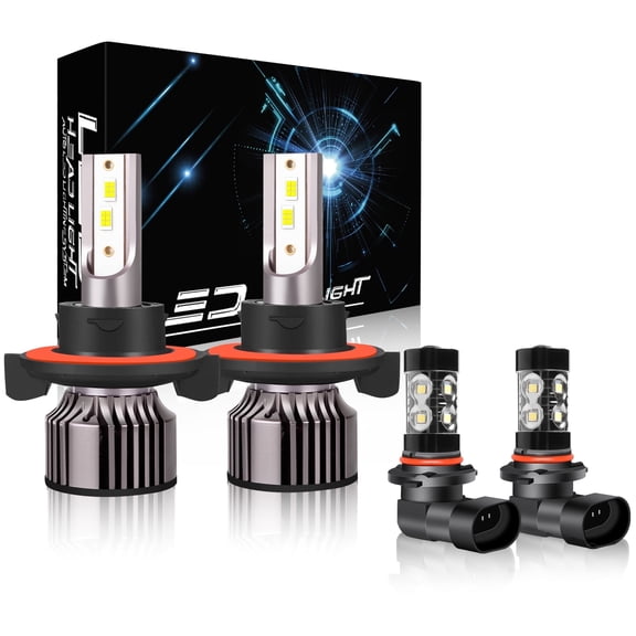 OBNDVU Compatible for Ford F-150(2004-2014) H13/9008 LED High Low Hi/Lo Dual Beam Headlight Bulb+H10/9145/9140 LED Fog Light Bulbs,super bright 6000K Cool White Plug and Play,Pack of 4