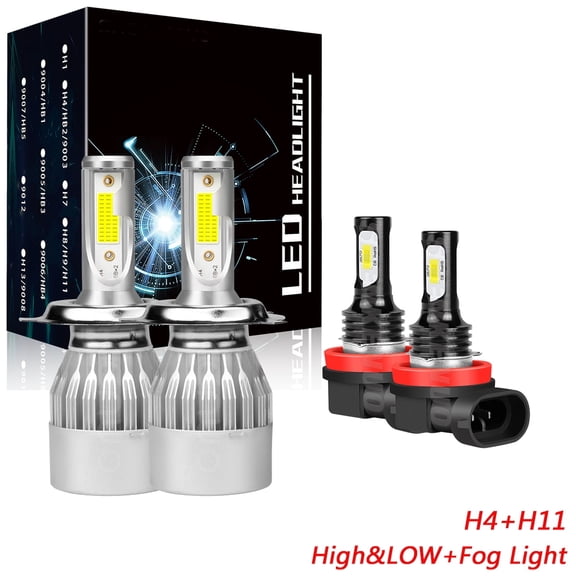 OBNDVU For Honda CR-V 2002-2004 2007-2014 LED Headlight H4 High&Low+H11 Fog Light White 4pcs
