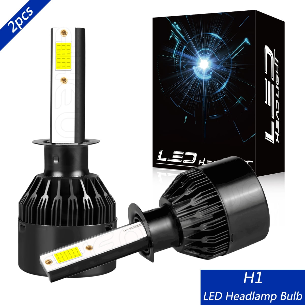OBNDVU H1 LED Headlight Bulb High/Low Beam Headlamp Bulb Conversion Kit  6000K White 2pcs 