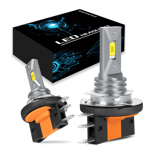 OBNDVU H15 Led Headlight High Beam Bulb,1:1 Mini Size 12 Upgraded Chips Extremely Super Bright 4700 Lumens 6000K Xenon White(Pack of 2)