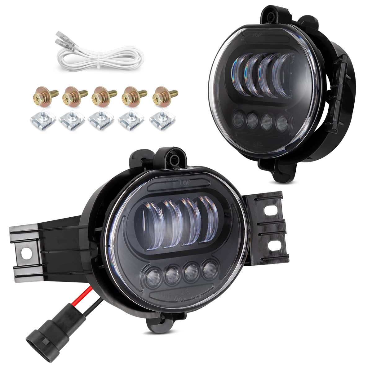 OBNDVU LED Fog Lights Assembly w/Switch Driver & Passenger Side Fit for 2002-2008 Dodge Ram 1500/2003-2009 Dodge Ram 2500 3500
