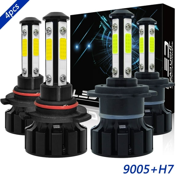 OBNDVU for Kia Forte 2019-2020 LED Headlight Bulbs Kit H7 High 9005 Low Beam 6000K White 4x