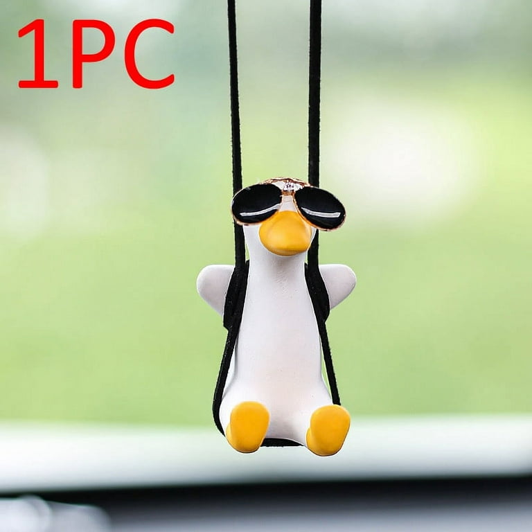 OBOSOE 1 PC Swinging Duck Car Hanging Ornament, Cute Swing Duck With  Sunglasses Car Pendant Interior Rearview Mirrors Charms Car Ornaments for  Rear View Mirror 