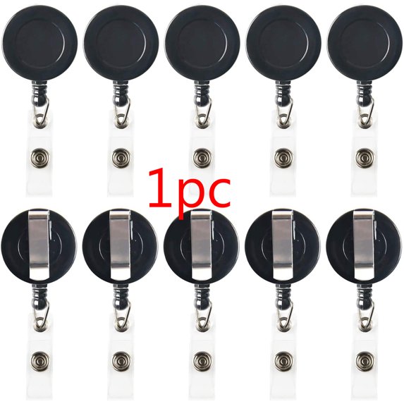 OBOSOE 1 Pcs Black Retractable Badge Reels Holders Reels Clip for ID Badge Holders for School Office Supplies