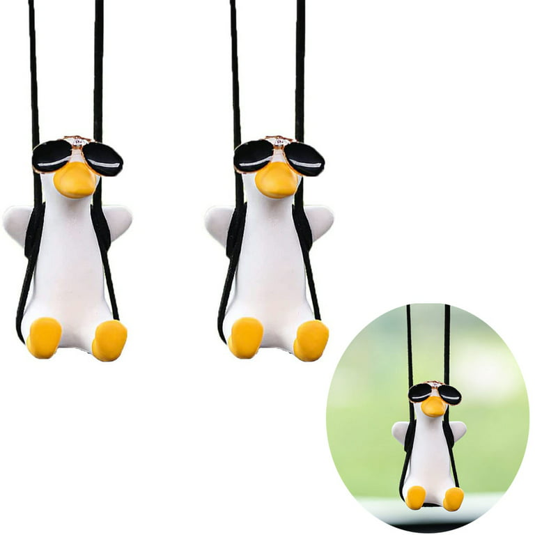 OBOSOE 2 PCS Swinging Duck Car Hanging Ornament, Cute Swing Duck With  Sunglasses Car Pendant Interior Rearview Mirrors Charms Car Ornaments for  Rear