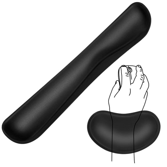 OBOSOE Wrist Rest for Keyboard and Mouse, Ergonomic Memory Foam Carpal Tunnel Mouse Rest Pad Pain Relief Easy Typing for Computer Laptop Office, Black