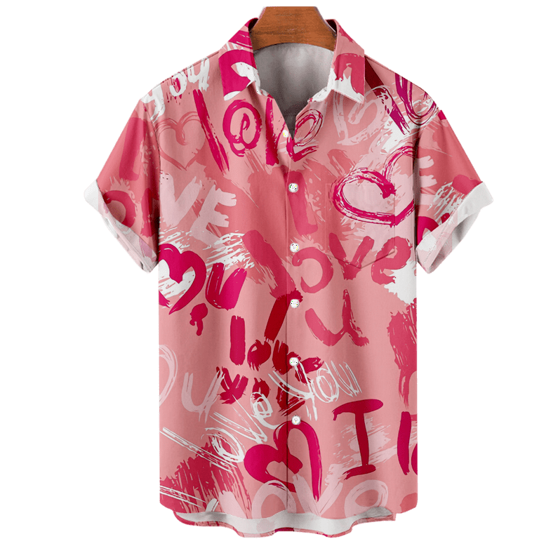 OBOSOE Adult Kids Classic Heart Hawaiian Aloha Shirt Button Down ...