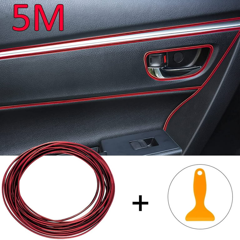 OBOSOE Car Interior Moulding Trim Strips 5M Universal Car Decoration  Pinstriping Filler Insert Strips Styling Dashboard Decorative DIY Flexible  Strip Garnish Accessory with Installing Tool (Red) 