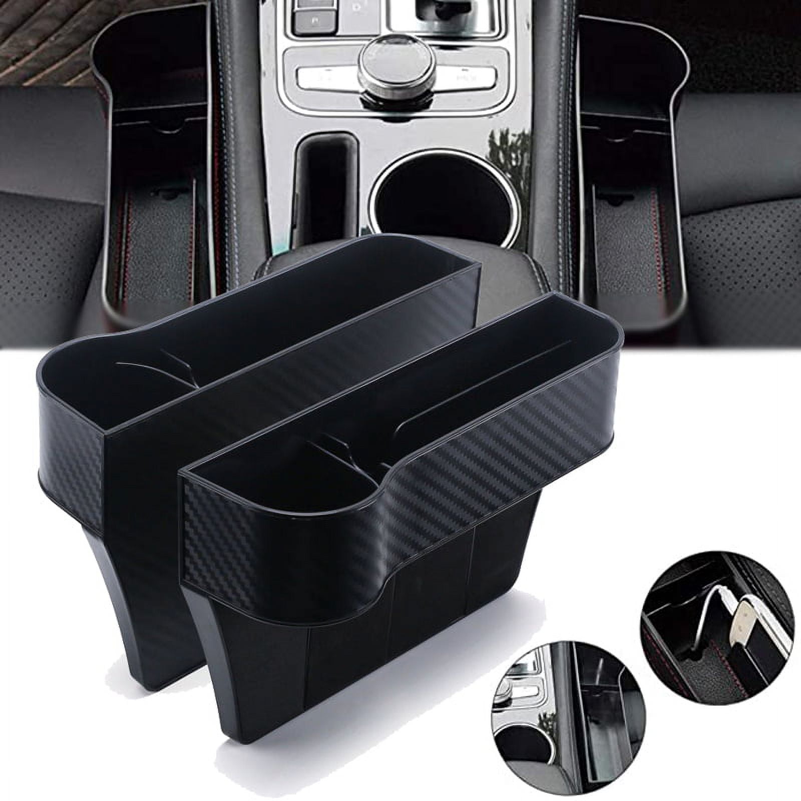 OBOSOE Car Seat Upholstery Organizer,2-Pack Multifunctional Car Seat  Organizer,Car Console Side Storage Box With Cup Holder 2 Seat Hooks for  Drinks,Car Organizer Front Seat Fix 