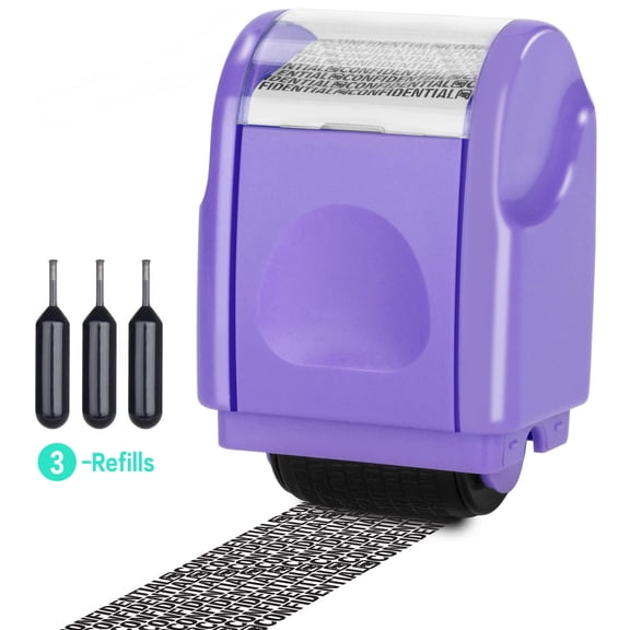 OBOSOE Identity Theft Protection Rollers Refillable Guard Your ID Privacy Confidential Data Wide Security Roller with 3 Ink Refills, Green