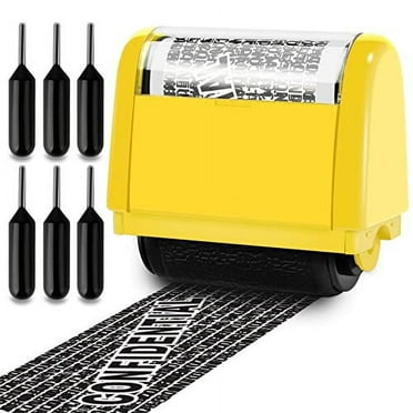 OBOSOE Identity Theft Protection Rollers Wide Kit, Including 6-Pack Refills - Confidential Roller, Anti Theft, Privacy & Security, Designed for ID Blackout Security - Yellow