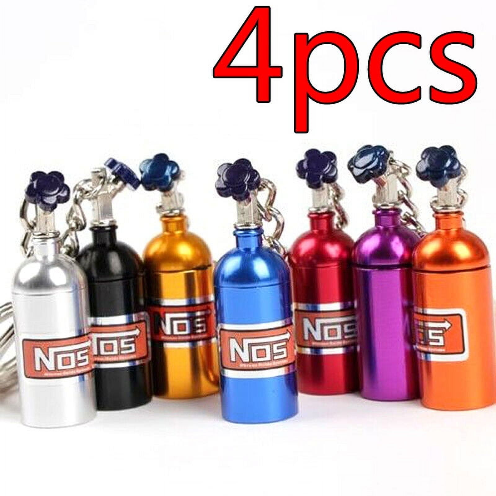 OBOSOE Nos Gas Car Key Chain with LED light Creative Mini Nitrous Oxide Bottle Keyring Keyfob Stash Pill Box Storage Turbo Keychain, Red