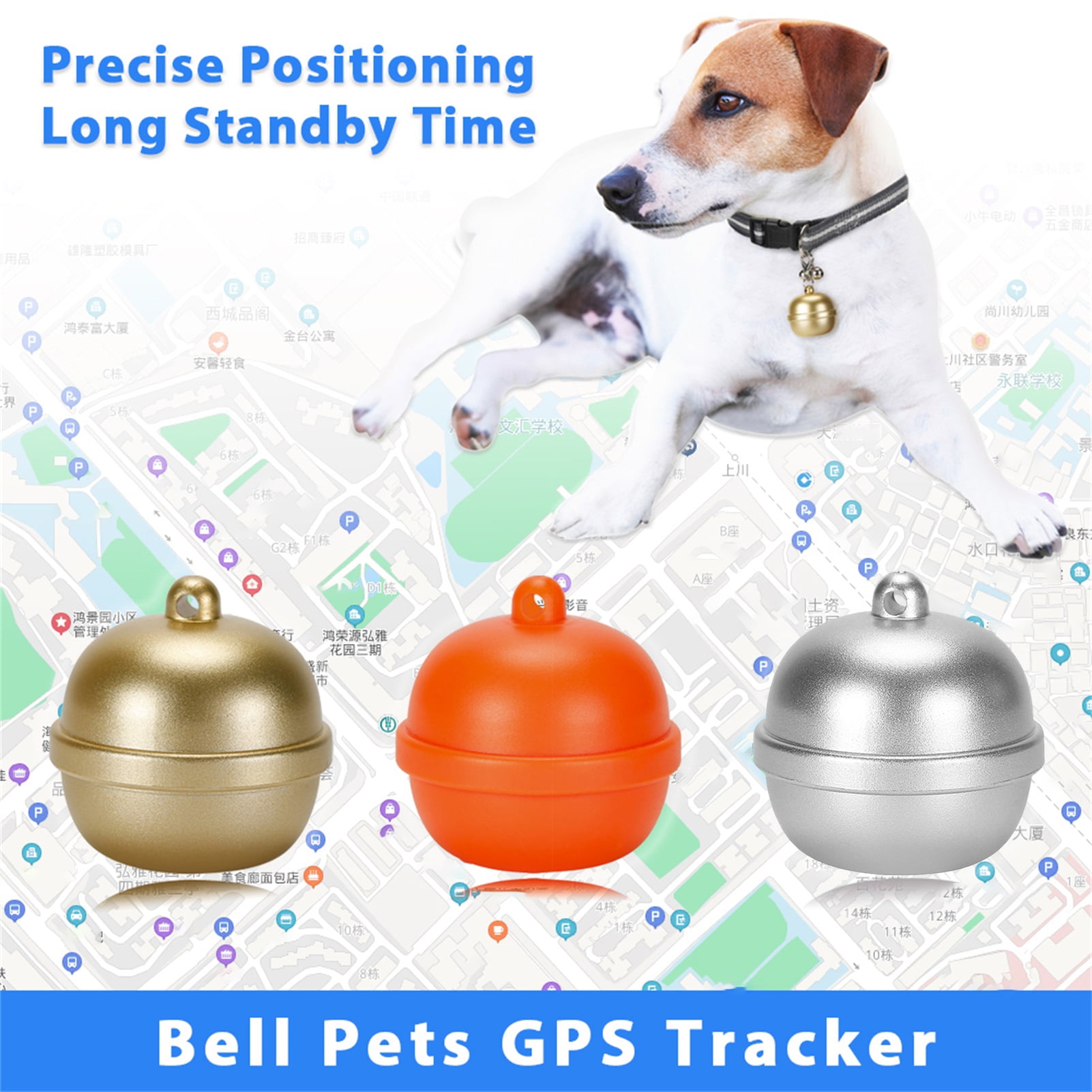 Dog gps collar in bell - mini gps locator for dogs / cats