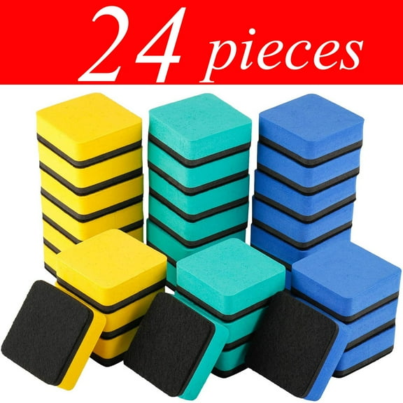 OBOSOE Whiteboard Eraser - Magnetic Dry Erase Eraser, Square Mini Magnetic Dry Erase Eraser, for Classroom Decor, Office Meeting - 24 Pieces