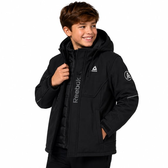 Reebok Boys Winter Jacket 3-in-1 Softshell System Outerwear Coat
