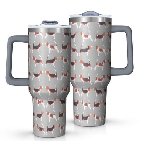 OBREWU Animal Beagle Cute Dog Tumbler with Handle and Lid,Animal Beagle Cute Dog 40oz Double Wall Vacuum Insulated Tumbler,Cups Gift for Women and Men
