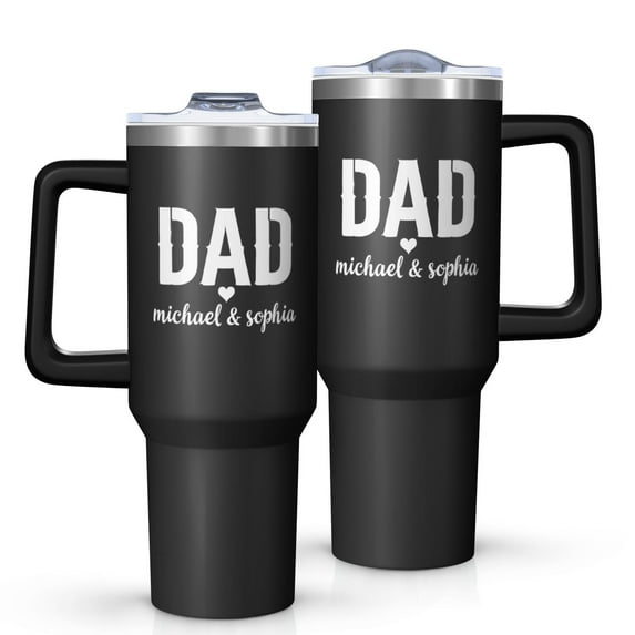 OBREWU Best Dad Tumbler with Handle and Lid,40oz Best Dad Double Wall Vacuum Insulated Tumbler,Best Dad Cups Gift for Women and Men