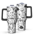 thumbnail image 1 of OBREWU Black and White Mushroom Tumbler with Handle and Lid,Black and White Mushroom 40oz Double Wall Vacuum Insulated Tumbler,Cups Gift for Women and Men, 1 of 7