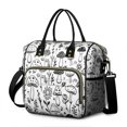 thumbnail image 1 of OBREWU Black and White Mushroom Women's Insulated Leakproof Large Lunch Bag, Oxford Cloth, 1 of 7