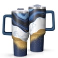 thumbnail image 1 of OBREWU Blue Gold Marble Tumbler with Handle and Lid,Blue Gold Marble 40oz Double Wall Vacuum Insulated Tumbler,Cups Gift for Women and Men, 1 of 7