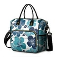 thumbnail image 1 of OBREWU Blue Pioneer Flower Women's Insulated Leakproof Large Lunch Bag, Oxford Cloth, 1 of 7