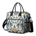 thumbnail image 1 of OBREWU Blue and Beige Pioneer Flower Modern Art Geometric Women's Insulated Leakproof Large Lunch Bag, Oxford Cloth, 1 of 7