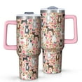 thumbnail image 1 of OBREWU Boston Terrier Dogs with Flowers Tumbler with Handle and Lid,Boston Terrier Dogs with Flowers 40oz Double Wall Vacuum Insulated Tumbler,Cups Gift for Women and Men, 1 of 7