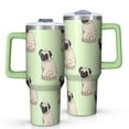 thumbnail image 1 of OBREWU Cartoon Pug Dog Tumbler with Handle and Lid,Cartoon Pug Dog 40oz Double Wall Vacuum Insulated Tumbler,Cups Gift for Women and Men, 1 of 7
